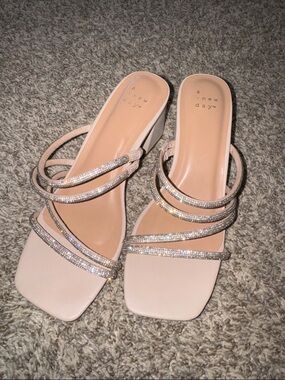 a new day Sparkle Strappy Blush Block Heel Sandals
